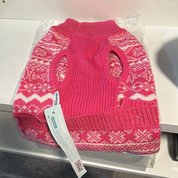 Blueberry Pet Tinsel Knit Fair Isle Sweater - Picture 5 of 5
